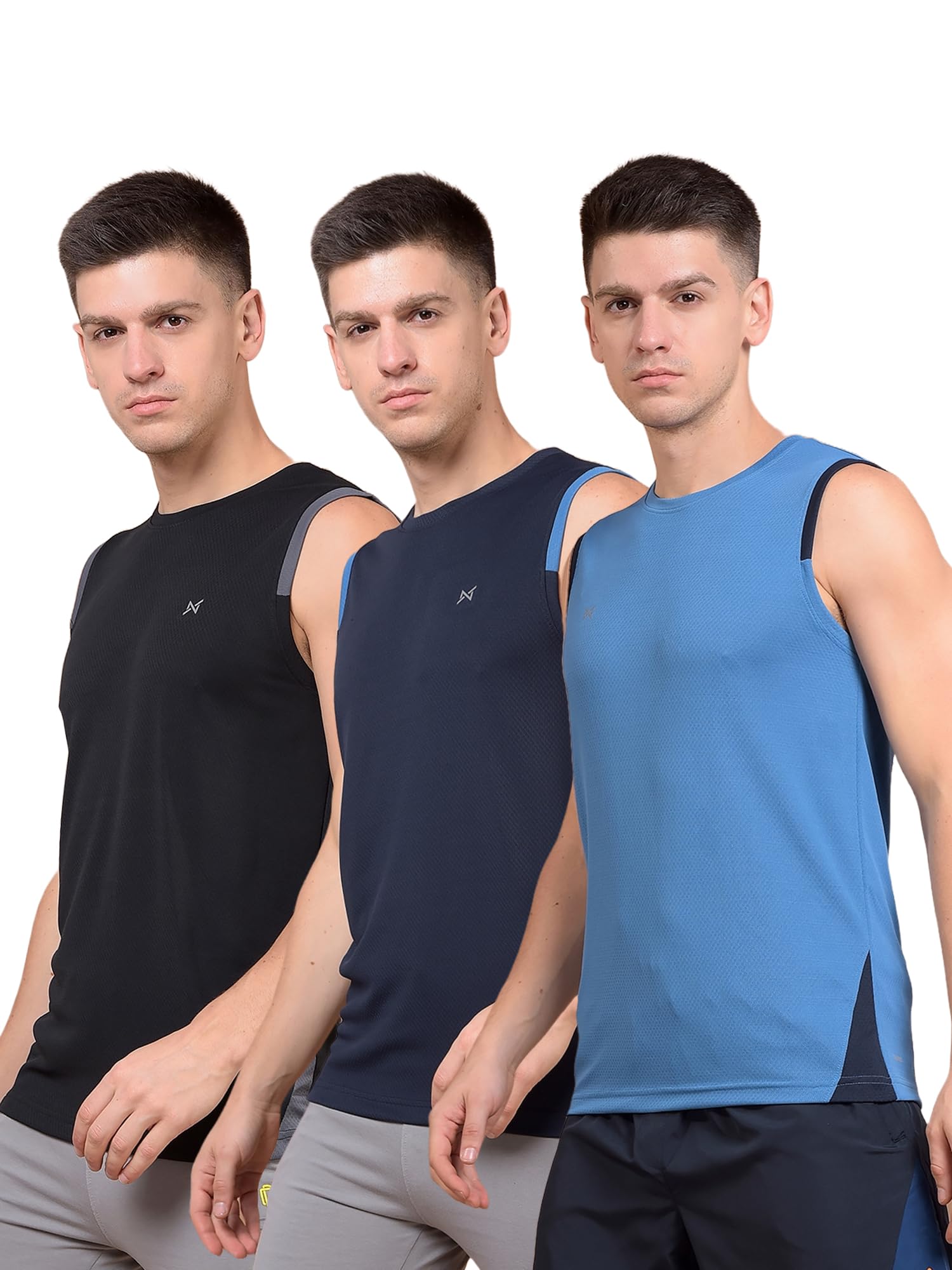 force nxt Anti Viral Anti Odour Cool Mens Muscle T-Shirt | Stylish Sleeveless Sportswear, Breathable Solid Muscle Tee | Sleeveless T-Shirt for Gym, Running, Workout, and Daily Casual Wear | Pack of 3-picture-27