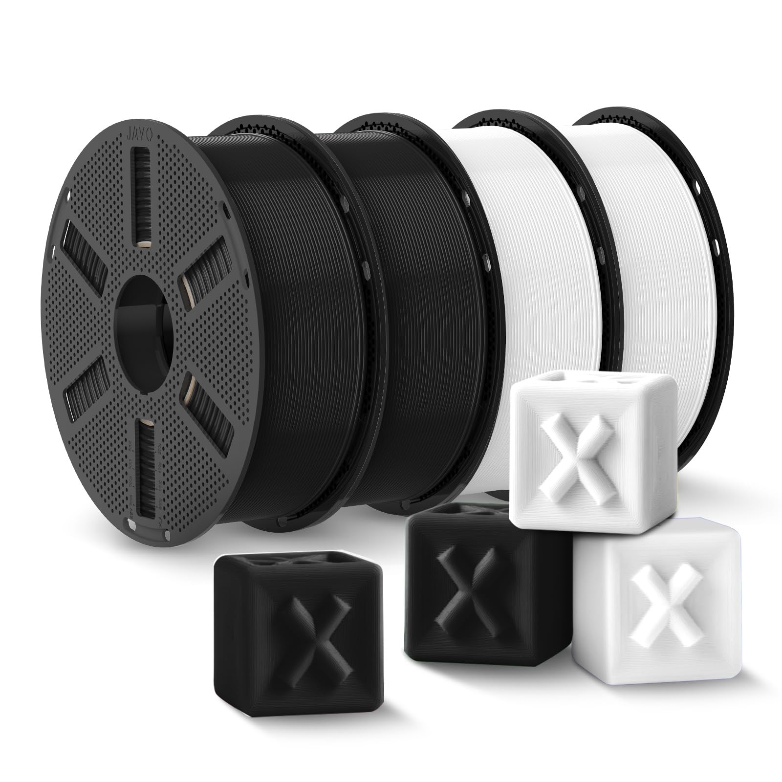 JAYO PLA Plus (PLA+) Filament Bundle 1.75mm, 1.1KG per Spool, Black+White