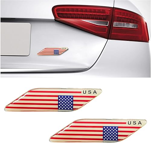 Dickno 2 emblemas de bandera tricolor 3D, emblema de aluminio para guardabarros delanteros de automóvil, calcomanías para automóviles y calcomanías