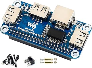 Ethernet/USB HUB HAT Board for Raspberry Pi 4B 3B+ 3B 2B Zero Zero W Zero WH, with RJ45 10/100M Ethernet Port and 3X USB Ports, Compatible with USB2.0/1.1