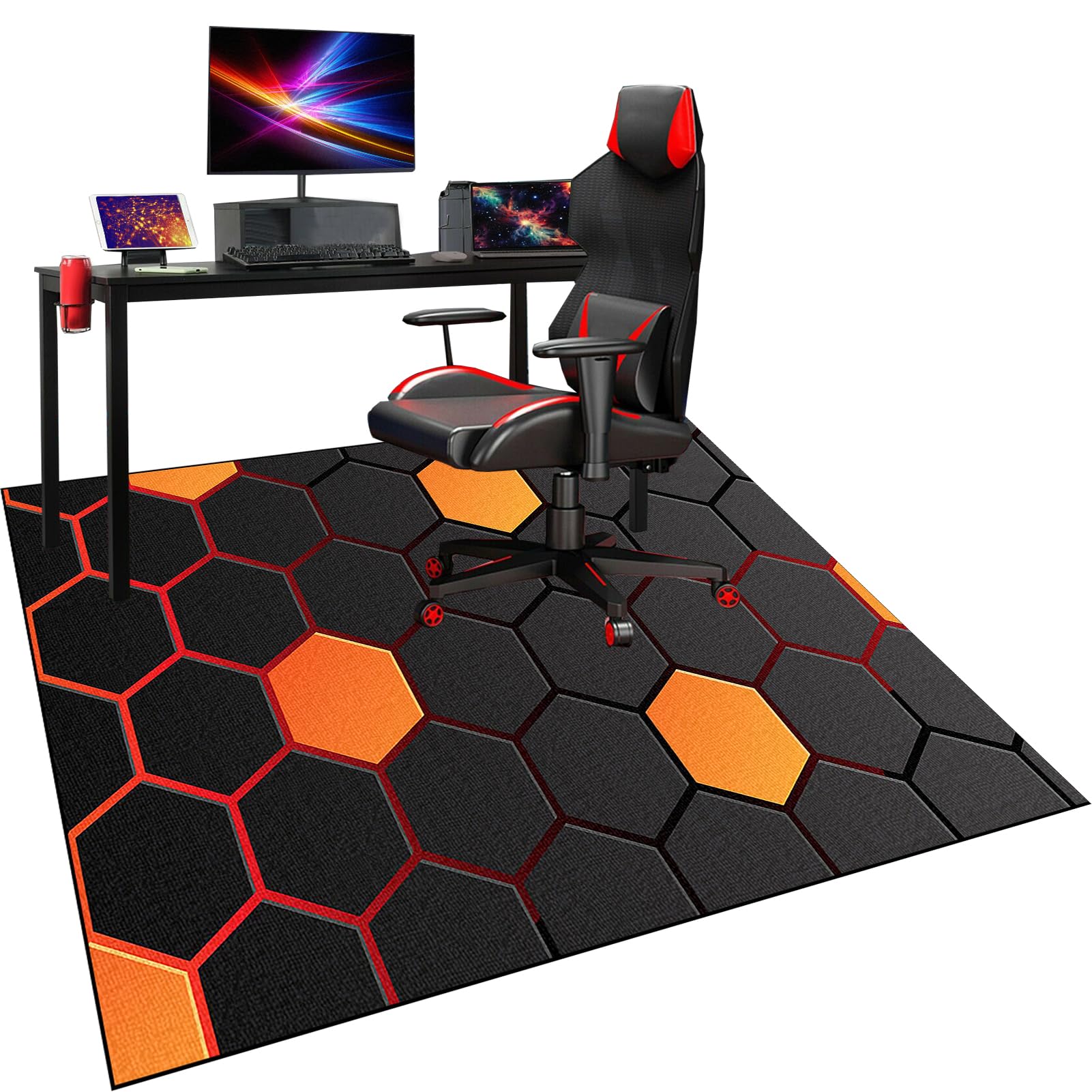 Schreibtischstuhl Unterlage, Gaming Bodenmatte für Rollstühle, Bodenschutzmatte Bürostuhl, Gaming Stuhl Unterlage, Teppich Unterlage-Kratzfest, Mehrzweck-Stuhlteppich für zu Hause 90 x 120 cm