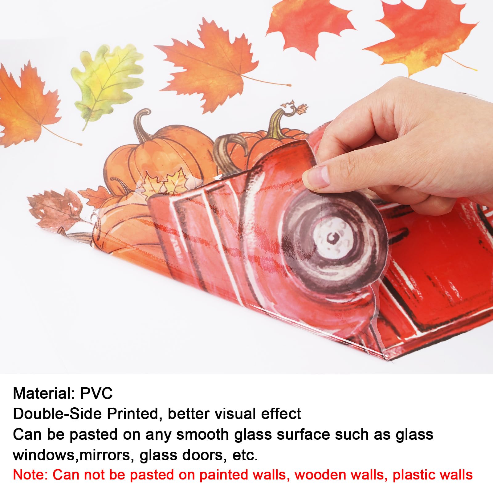 Whaline Herbst-Fensteraufkleber Set – 9 Blatt, Aquarell-Kürbisse, Doppelseitig, PVC