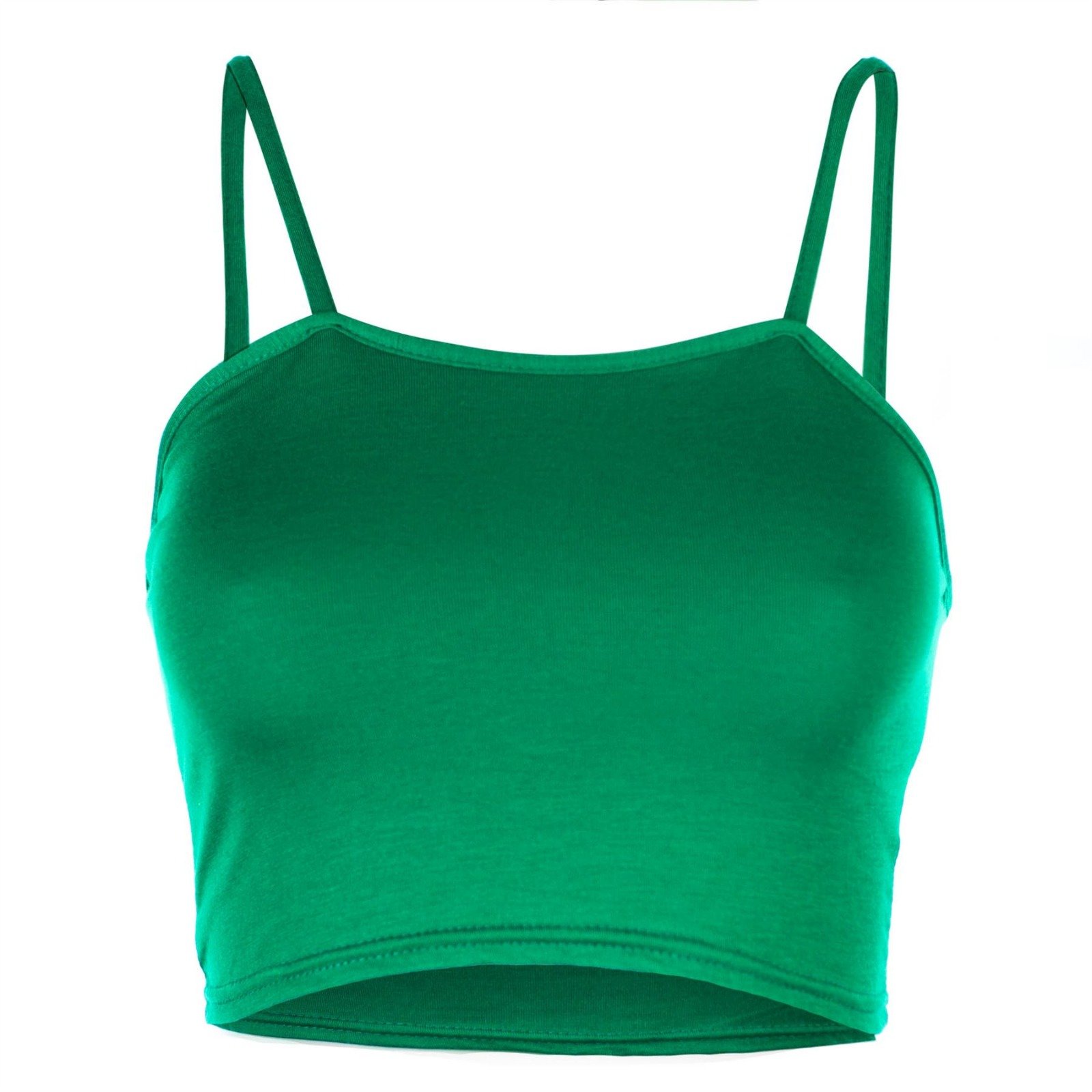 GirlzWalk Women's Ladies Crop Top Ladies Strappy Sleeveless Camisole Bralet Stretchy Vest (Jade Green, SM 8-10)