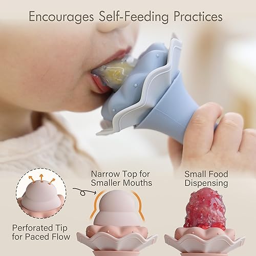 Miniatura 2 de Moonkie Alimentador de frutas para bebés con bandeja congeladora, alimentador de alimentos de silicona sin BPA para alimentación autónoma infantil,