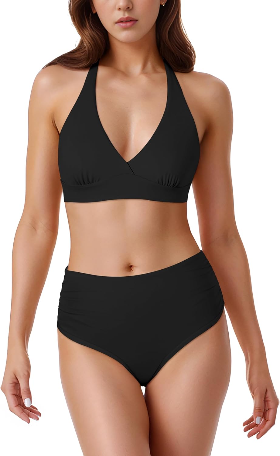 Period Swimwear Two Piece Menstrual Swimsuit Leakproof Halter Bikini Set Tummy Comtrol Bathing Suit for Teen Girl