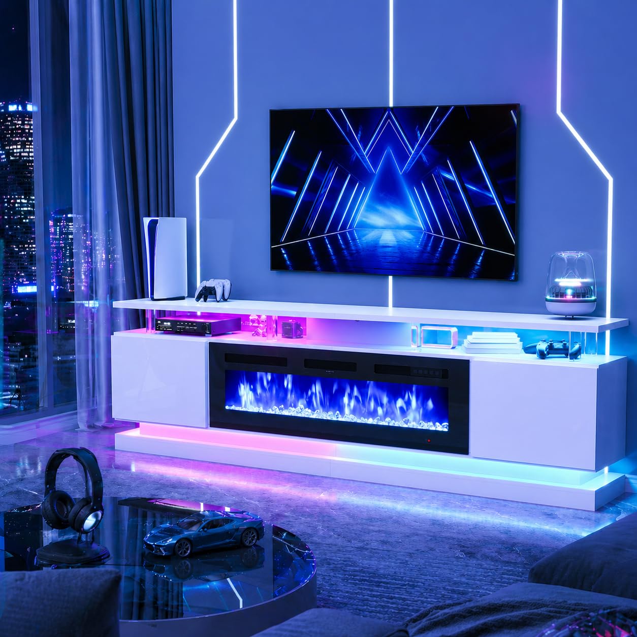 Breezestival 90 Inch Modern Fireplace TV Stand