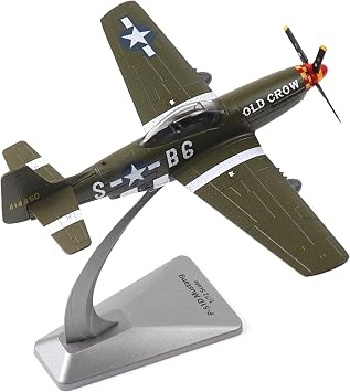 NUOTIE P51-D Mustang 1/72 Metal Airplane Model Kit with Stand WWII Old Crow Diecast Alloy Vintage Combat Plane Prebuild Military Aircraft Collection for Display or Gift Bud Anderson