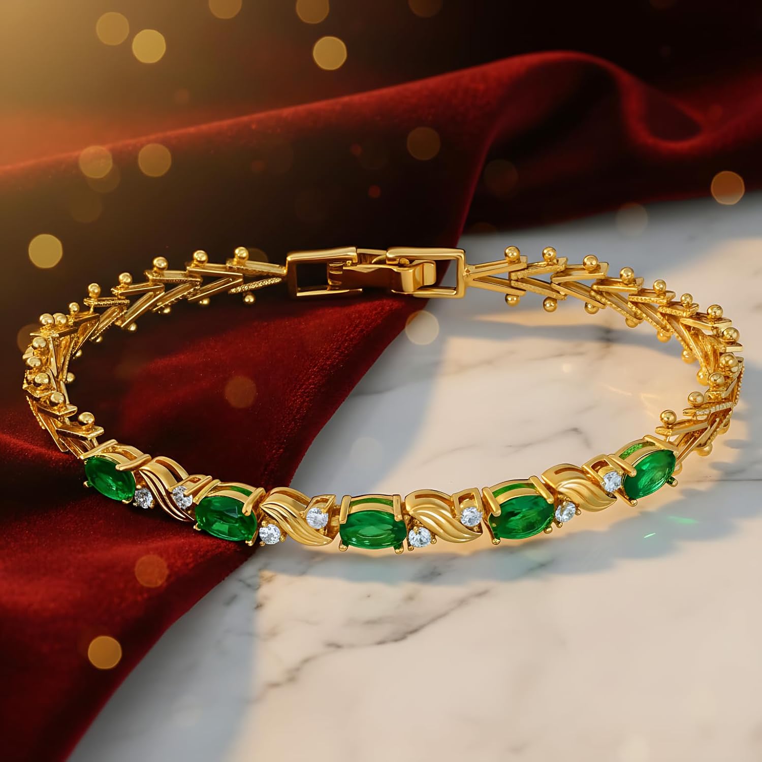 LIFETIME JEWELRY Birthstone Bracelets for Women - Diamond Tennis Bracelet 24k Real Gold Plated - 7-8 Inch