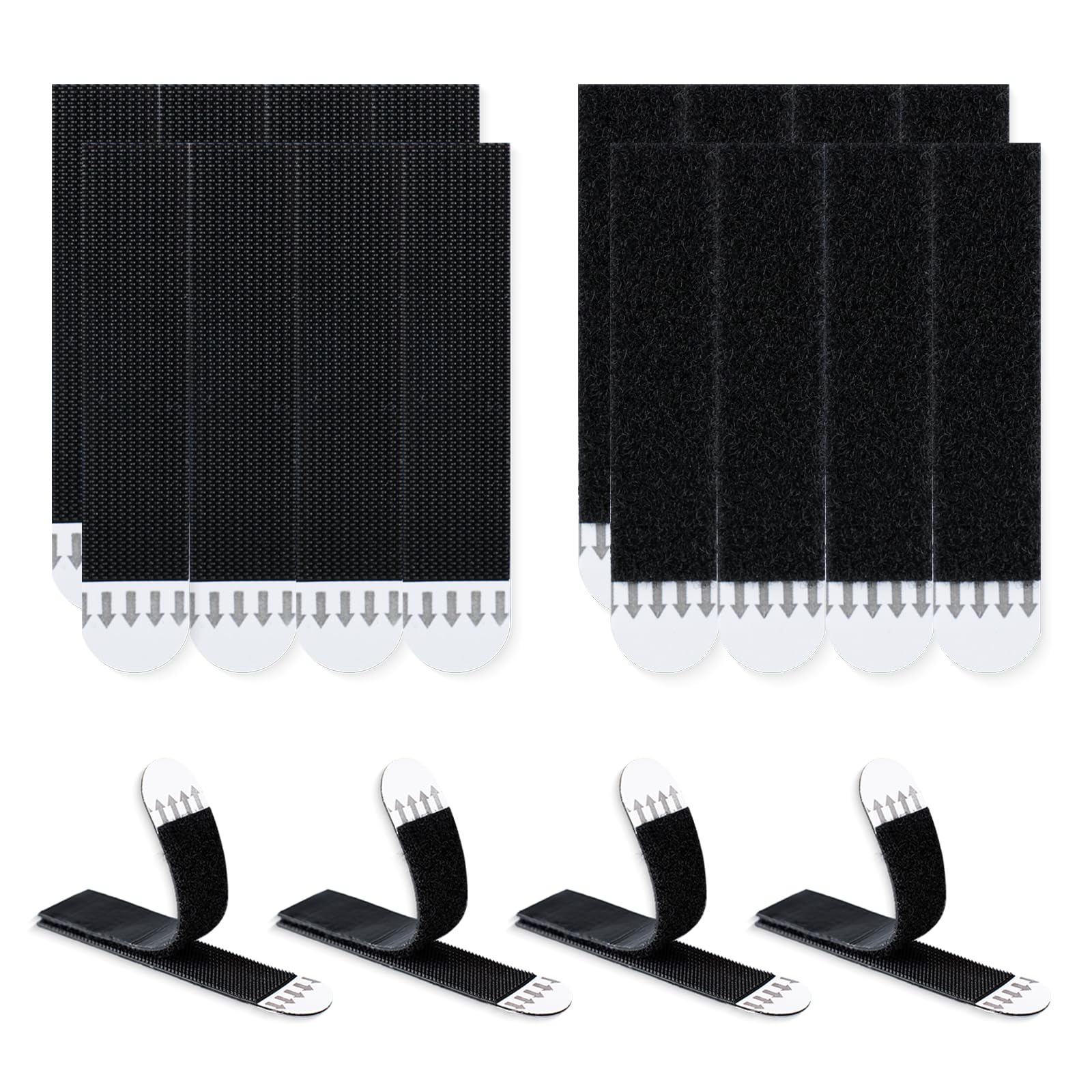 LLPT Picture Hanging Strips Detachable | 8 Pairs (16 Strips) | Large 19 x 94 mm | Picture Hangers Without Nails | Removable Adhesive Strips | for Wall Posters Photos (LB1998) | Black