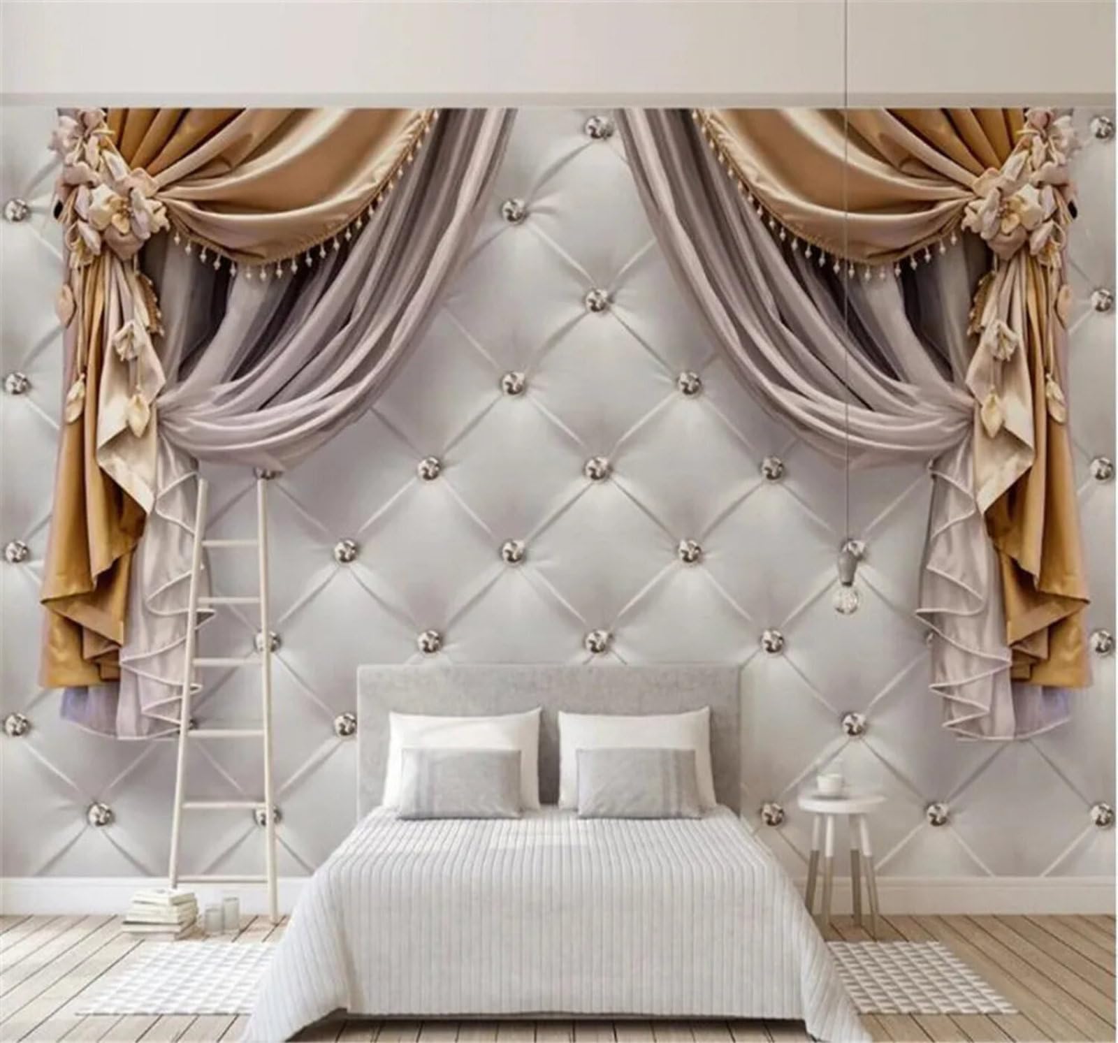 Tzxztt Three Dimensional Creative Aesthetic Curtains Upholstery Modern 3D Wallpaper Premium Textured Silk Neutral Tones Material Ideal for Living Room Bedroom-150cm×105cm