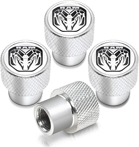 Para el logotipo de RAM 2019 en blanco sobre tapas de vástago de válvula de neumático de aluminio plateado brillante