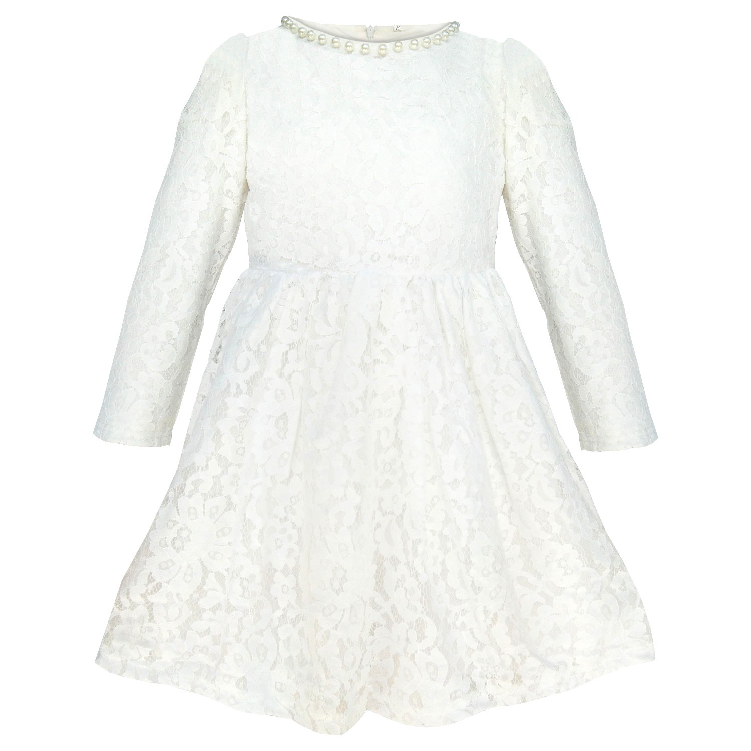 Big Girls White Lace Cotton Wedding Dress Little Kids Spring Casual Skirts (160#(Height=60"/152cm))