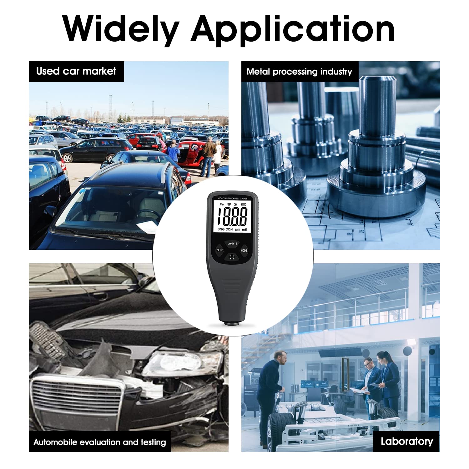 Spessimetro Vernice Digitale per Auto, Sensore Automatico Fe-NF, 0-1500 um
