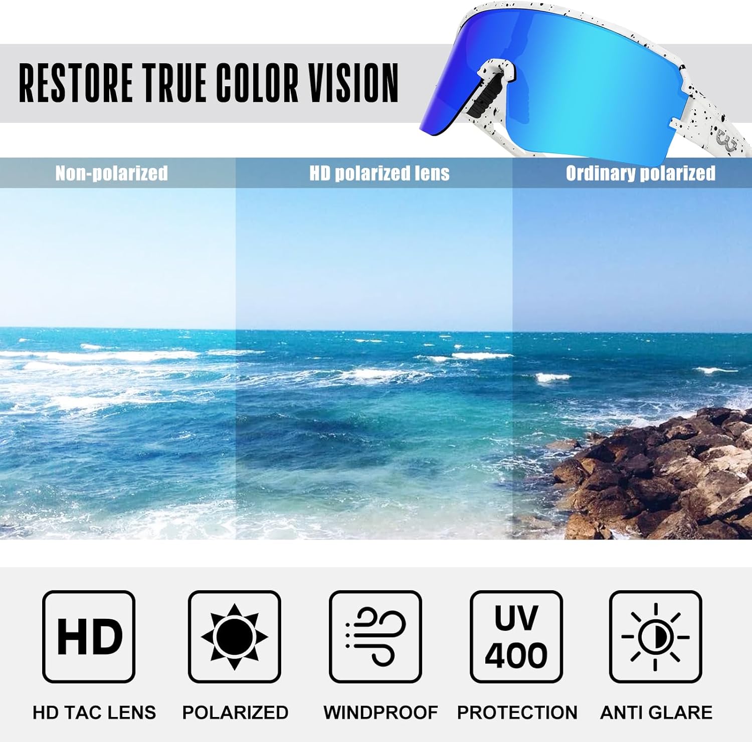 SPOSUNE Polarized Cycling Glasses for Men Women, UV400 Protection Sports Sunglasses for Baseball Running Fishing Riding - Image 5