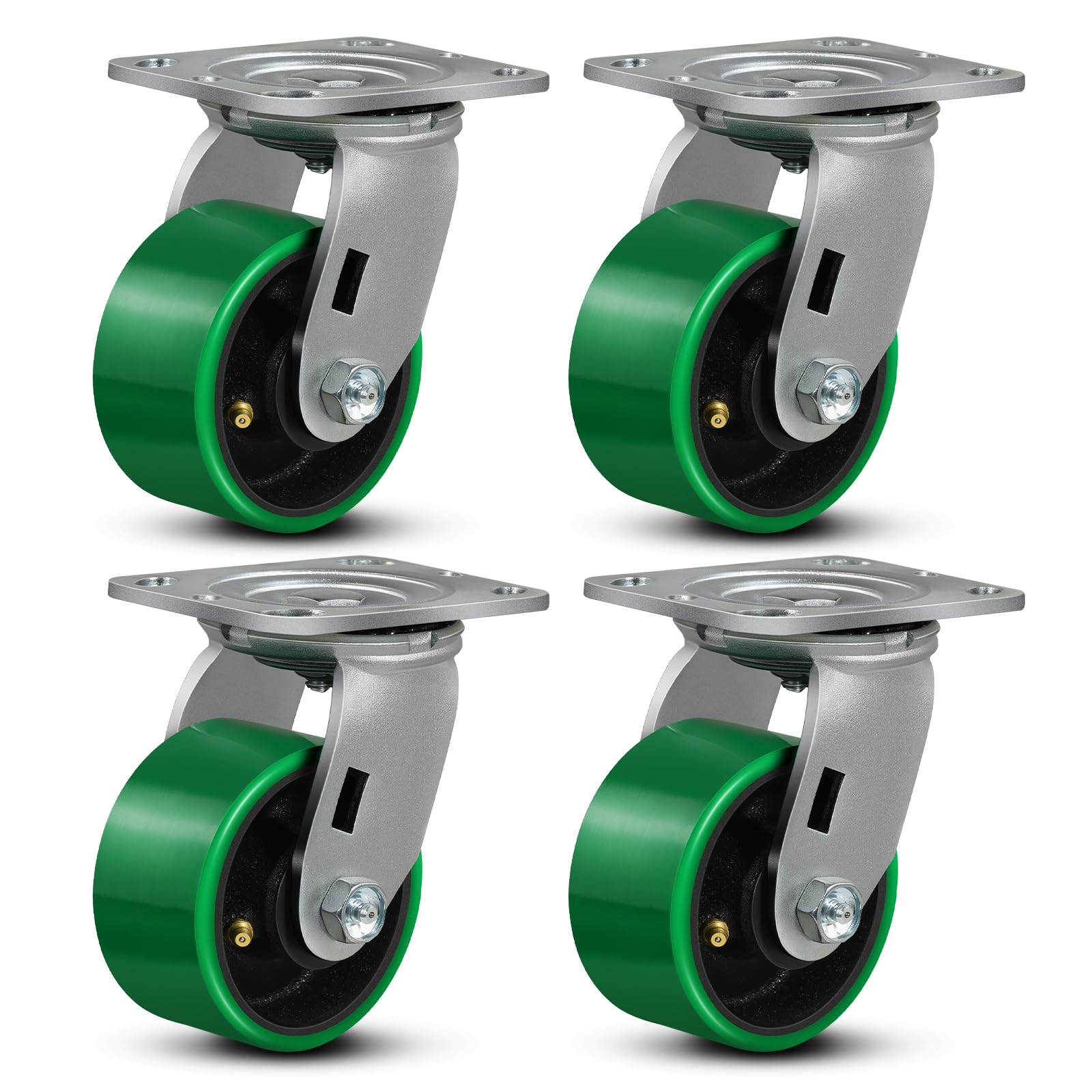 FOVERSWIVE 4"x2" Heavy Duty Casters- Polyurethane Casters Wheel, Casters Set of 4 Heavy Duty, Capacity up to 3200 Lb. Use for Platform Truck, U-Boat