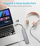 USB C Hub USB Hub 3.0 for Laptop, Upgrade 8-in-1 USB Splitter with USB-C/4 USB A Port Extender, TF/SD Card Slot, 3.5mm Audio Adapter, USBC USB Dongle for PC/Mac/MacBook/Laptop/iPad/Tablet