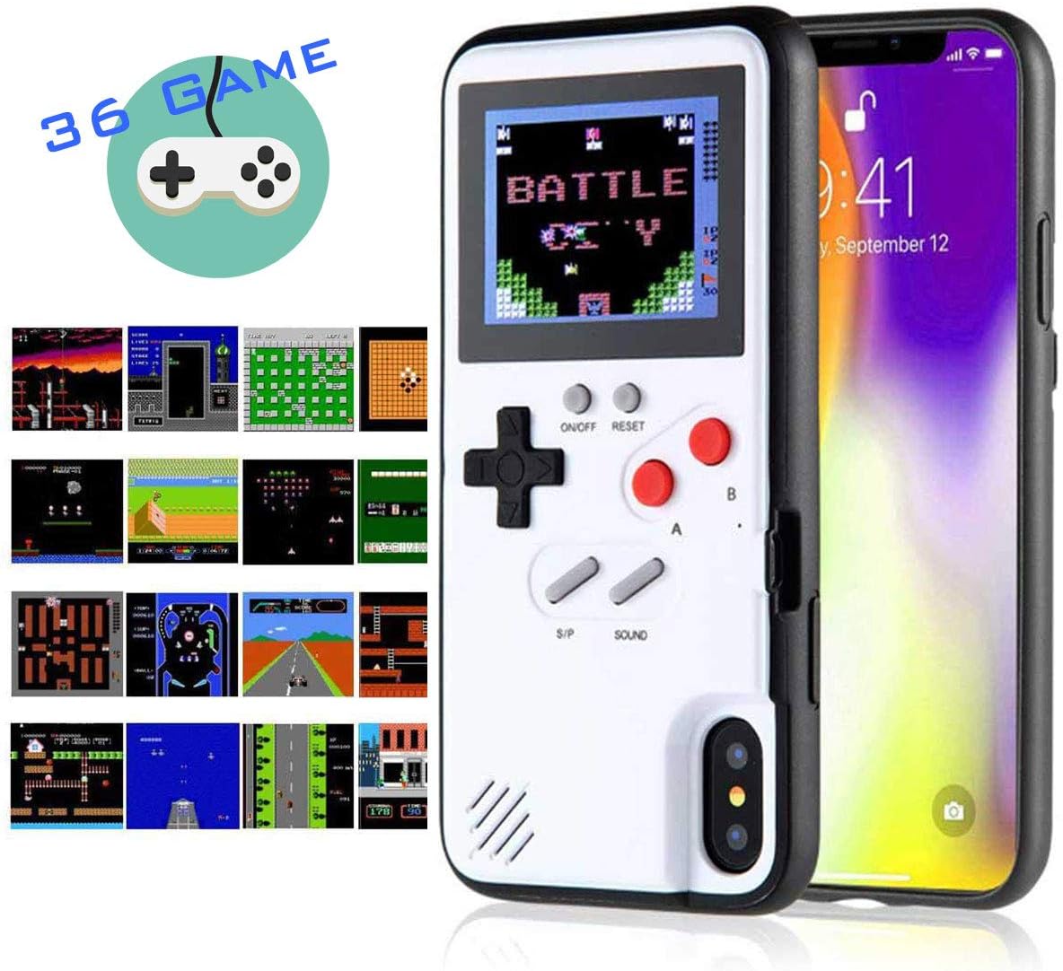 Gameboy Case for iPhone X/XS,Handheld Retro 36 Classic Games,Color Video Display Game Case for iPhone,Anti-Scratch Shockproof Phone Cover for iPhone WeLohas