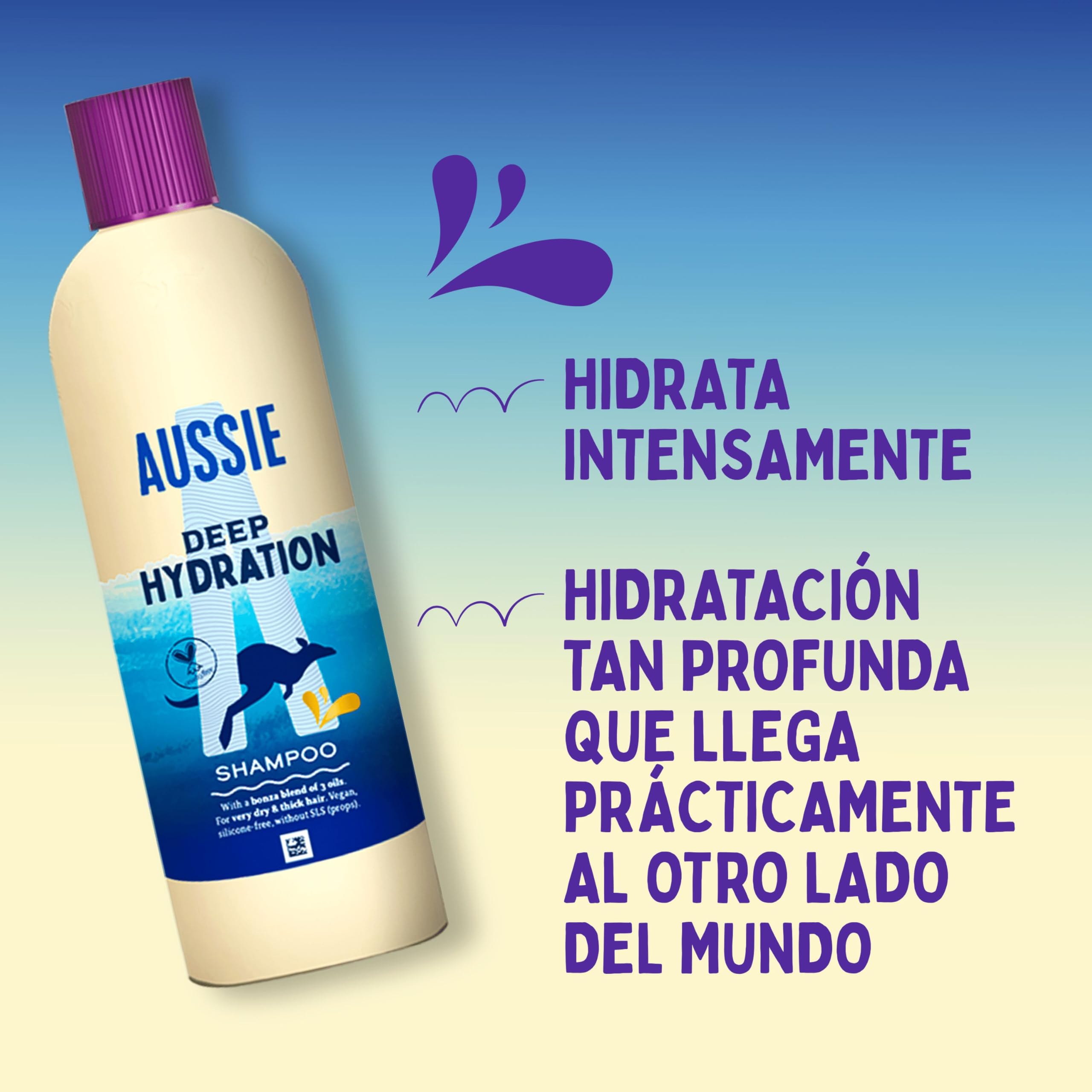 Aussie Hidratación Profunda Champú 300ml + Mascarilla 500ml + 3 Minute Miracle 250ml para Hidratar el Pelo Muy Seco y Grueso
