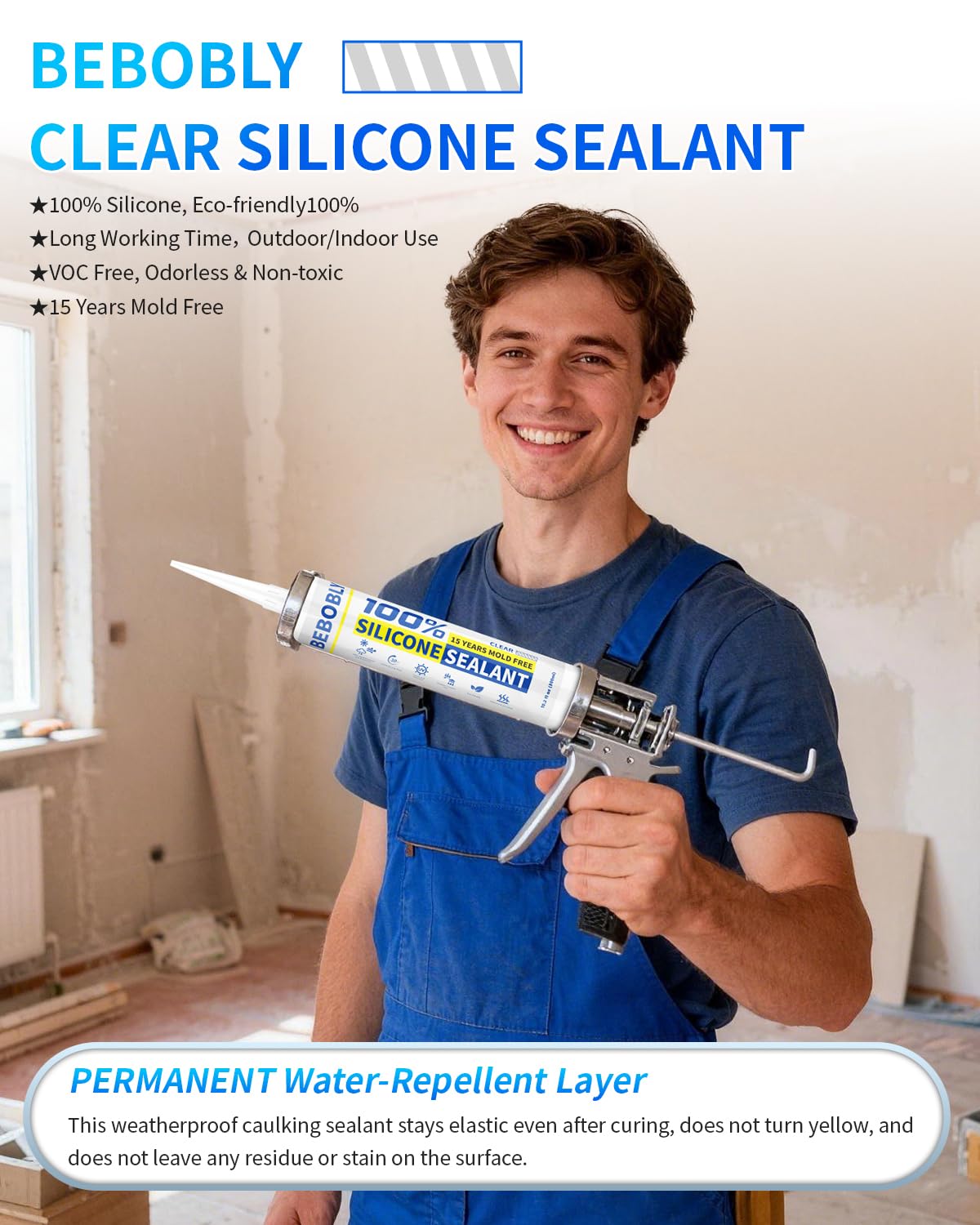 BeboBLY Silicone Caulk - 4 Pack, Waterproof Sealant -2