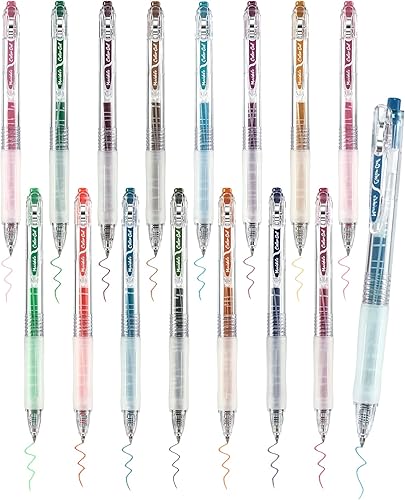 Drawdart Bolígrafos de gel de 15 colores retráctiles de secado rápido, punta fina de 0.020 in, bolígrafos de escritura suave multicolor para diario,