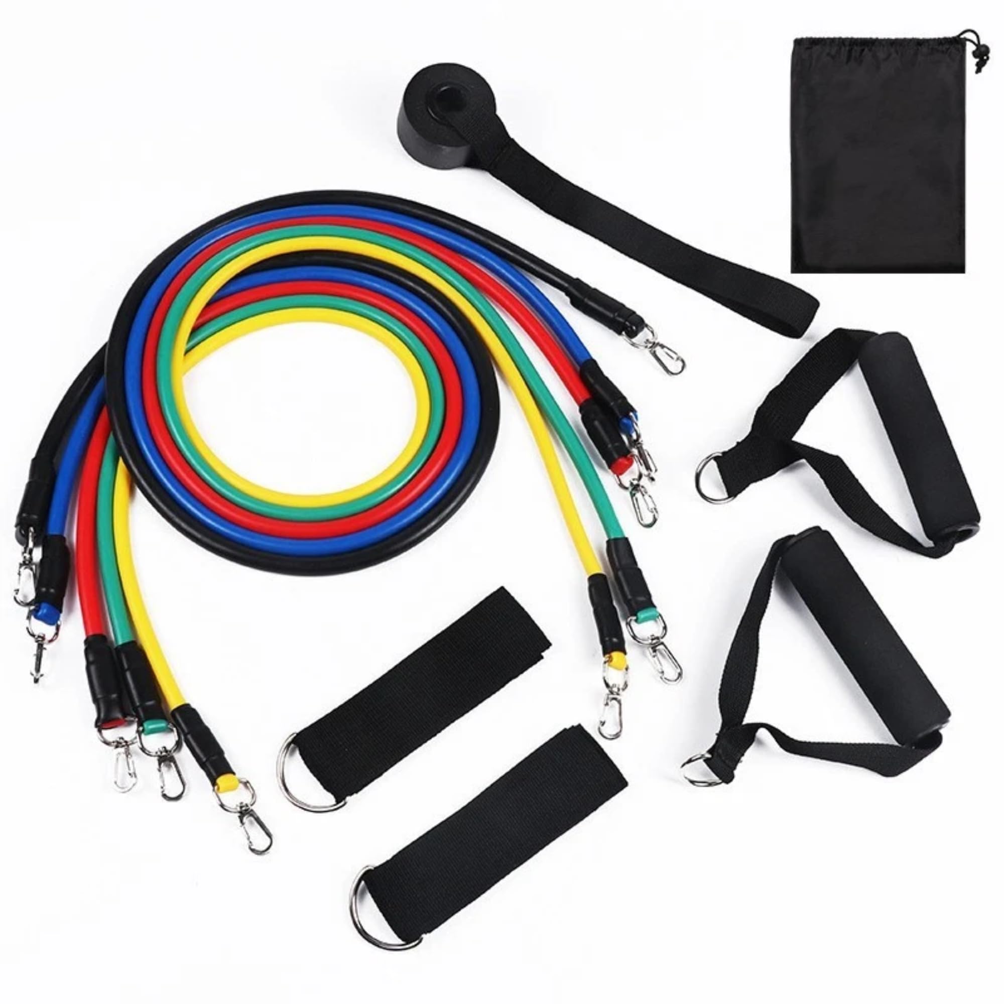 11PC Resistance Bands Set โ Exercise Tubes with Handles, Ankle Straps & Door Anchor for Fitness, CrossFit, Yoga & Home Workouts (Pack of 11)