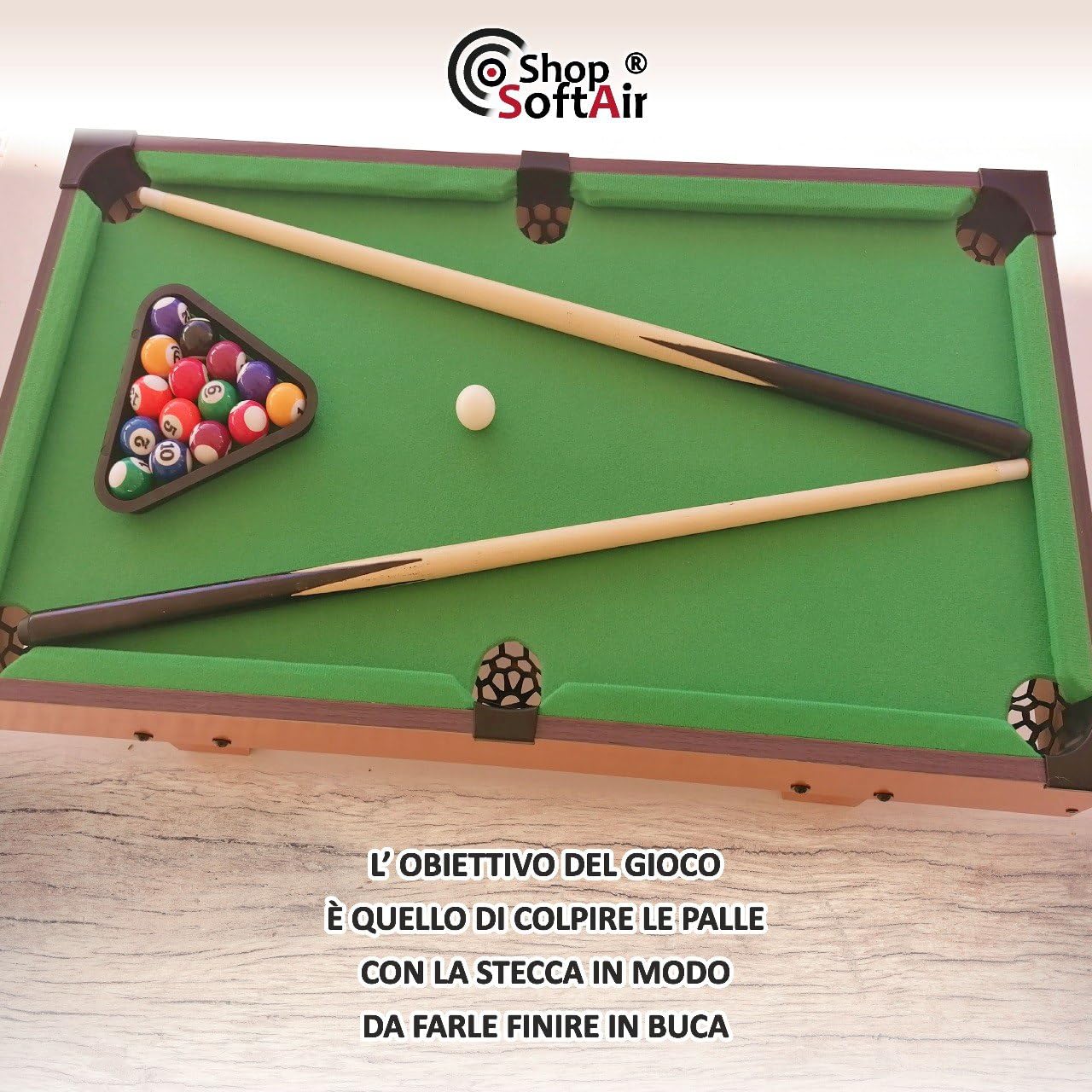 Mini Tavolo da Biliardo Carambola Portatile, 69x36x17cm, con Accessori inclusi