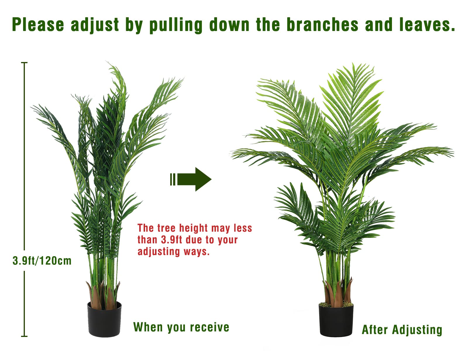 VIAGDO Artificial Kentia Palm Tree 4ft Tall Fake Palm Tree Decor with 15 Trunks Faux Tropical