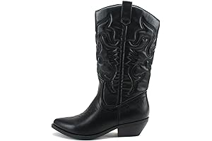 Reno Women Western Cowboy Pointed Toe Knee High Pull On Tabs Boots