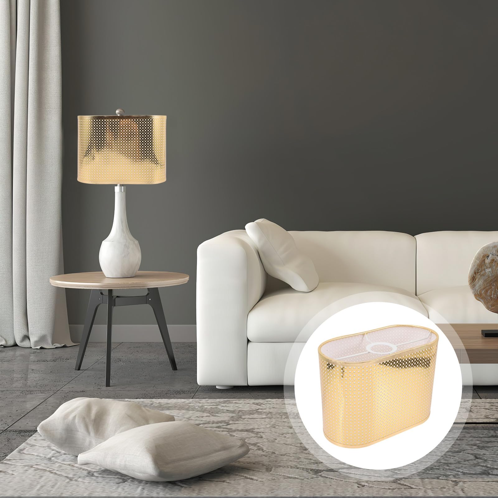 Paralume Oro per Lampada da Terra Leggero Semplice Struttura per Soggiorno Crea Atmosfera Naturale Elegante e Delicato Stili multipli