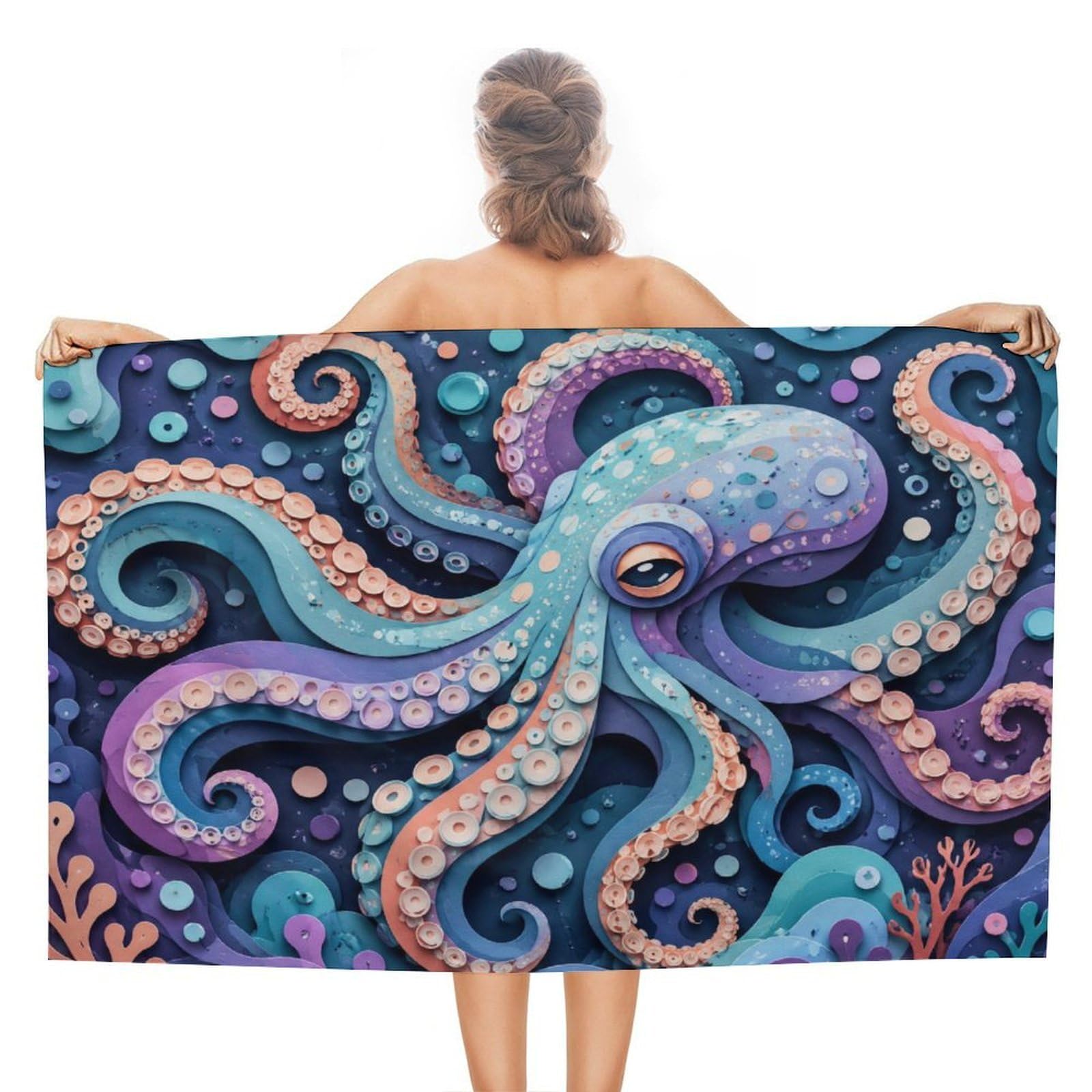 Anceky Colorful Octopus Sea Life Oversized Beach Towel Quick Dry Sand Free Microfiber Travel Towel Lightweight Multi Purpose Beach Blanket Pool Gym Bath Towel 51x31 in