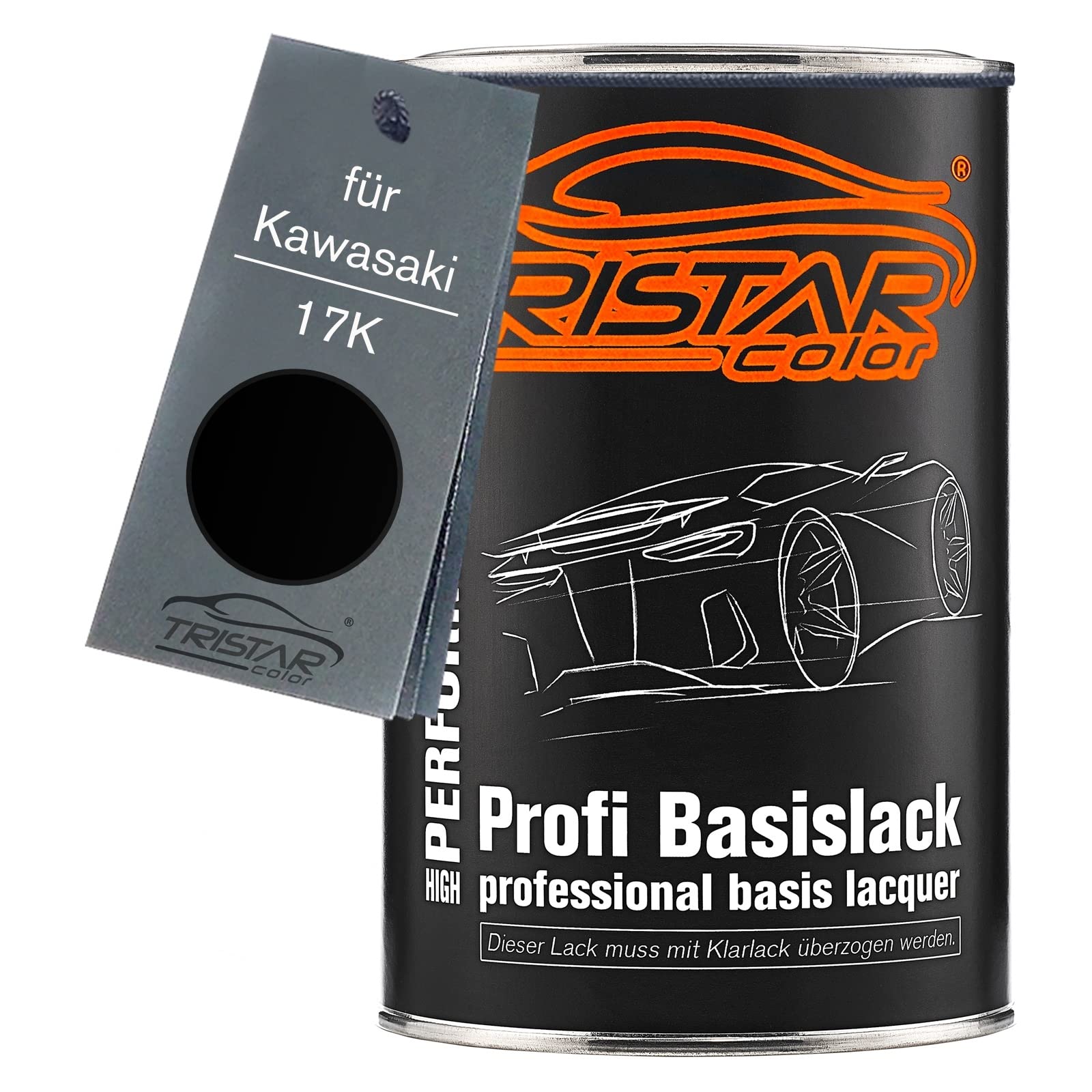 Tristarcolor Diablo Black Metallic Motorcycle Paint Can Ready-To-Spray For Kawasaki 17K Base Coat 1.0 Litre 1000Ml