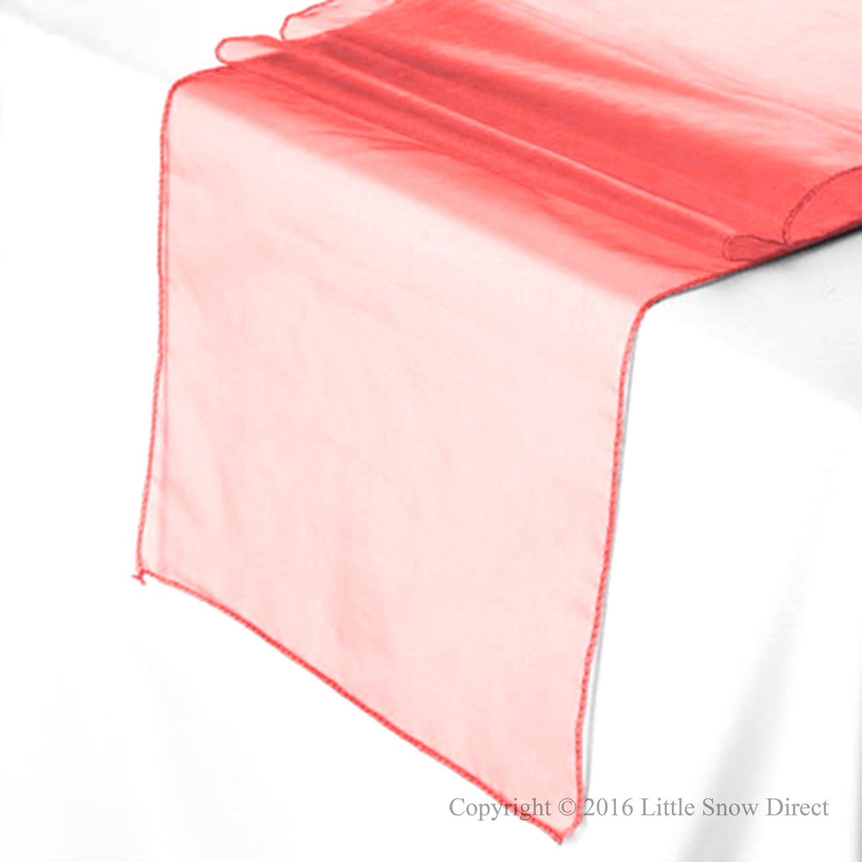 Little Snow Direct 10 Pcs Sheer Organza Table Runner Wedding Party Banquet Decoration 12" x 108" - 280cm Long x 30cm Wide (Coral)