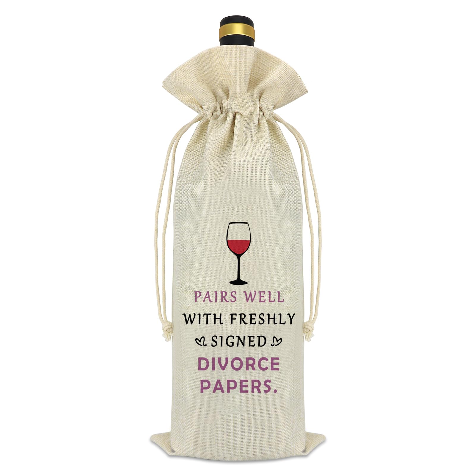 Divorce Gifts for Women Men New Beginnings Gifts Divorced Wine Gift Bag Breakup Gifts for Her Happy Divorce Party Congratulations Gift for Friends Reusable Decorative Wine Bottle Cover Wine Wrap Bag