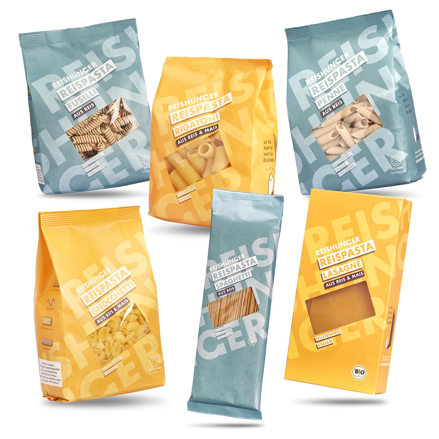 REISHUNGER Reispasta 6er Set - Großes Reishunger Reispasta Probierset (5x400g, 1x250g)