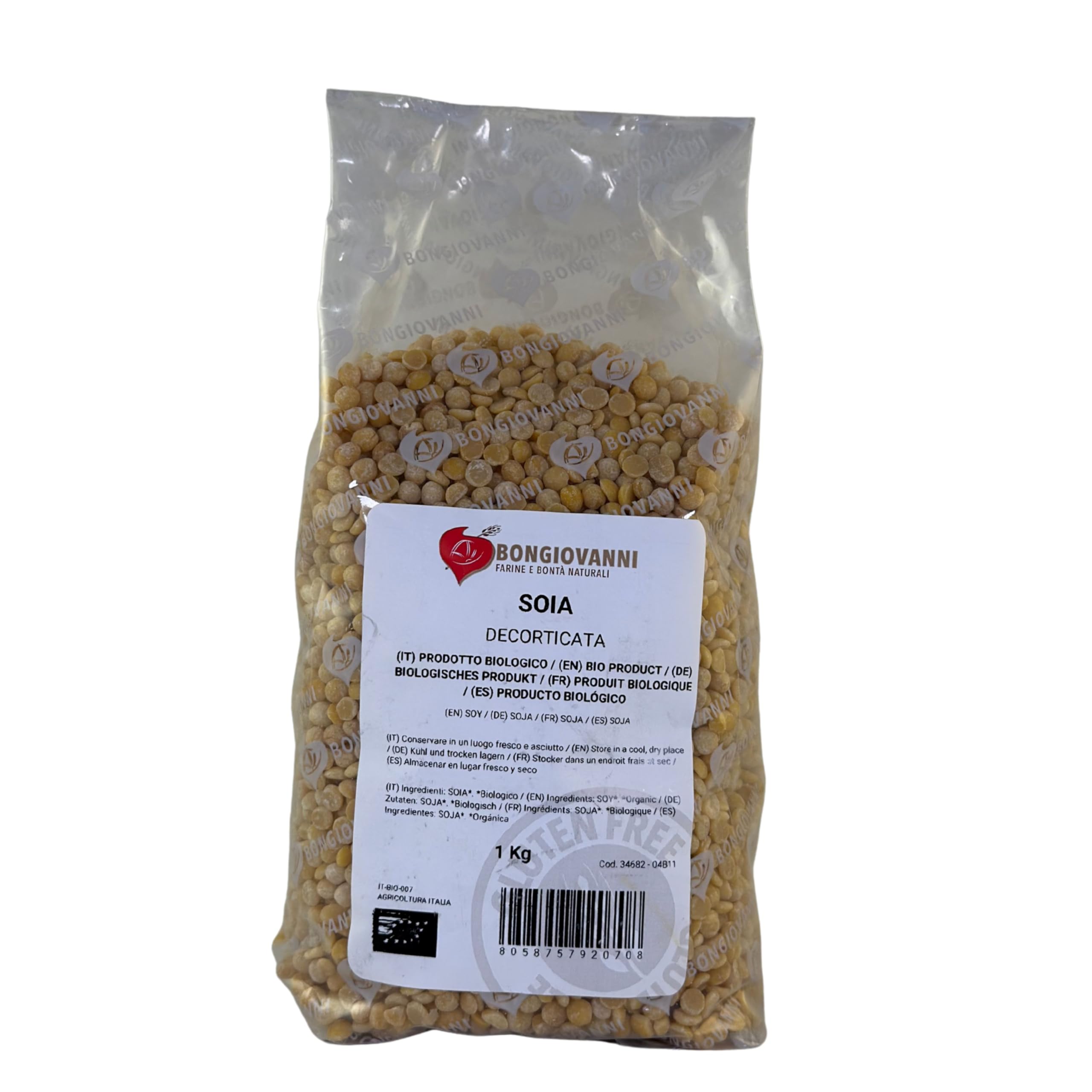 Bongiovanni Bontà Naturali Soja orgánica de Italia, pelada, 1 kg