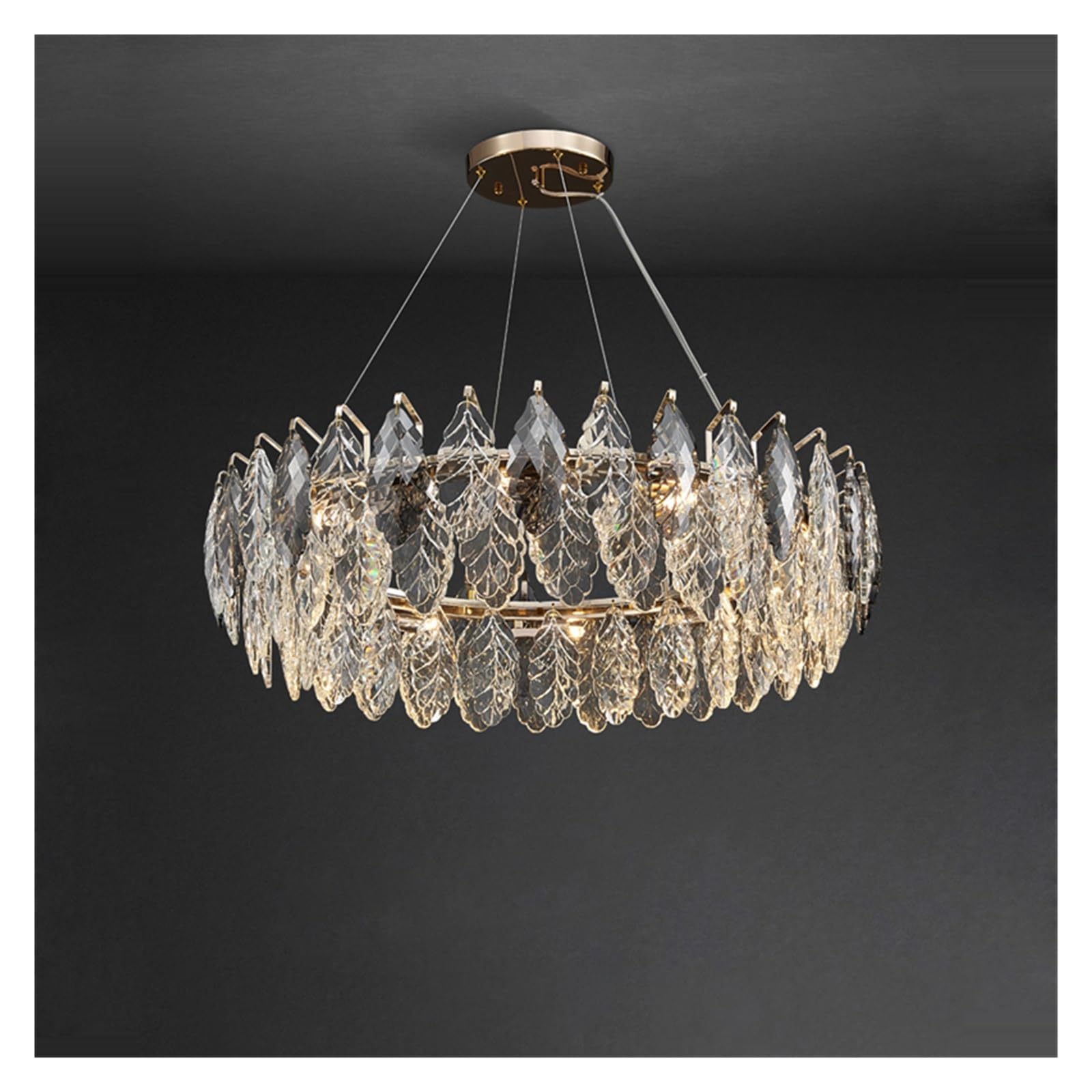 KLXSIVU LED Dimmable Crystal Goose Feather Gold Silver Lustre Chandelier Lighting Suspension Luminaire Lampen for Dinning Room