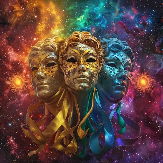 Zodiac Sign Gemini Shining Mask 5D Diamond Art Painting Full Square Drill Diamond Art Painting by Number Kits for Adults Mosaic Cross Stitch for Wall Decor 14x14inch(8)