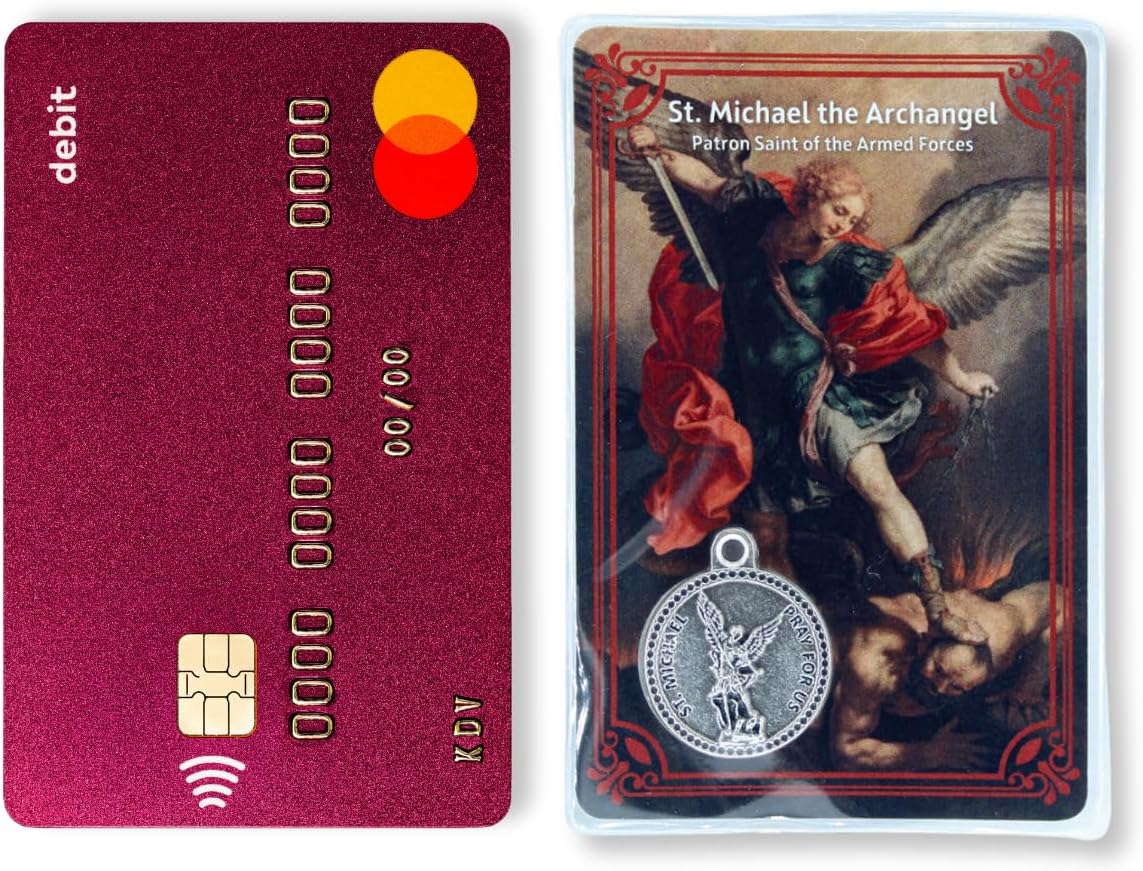 Caritas et Fides St. Michael the Archangel Laminated Holy Card with Medal – Catholic Wallet-Size Patron Saint of Armed Forces & Protection - Image 4