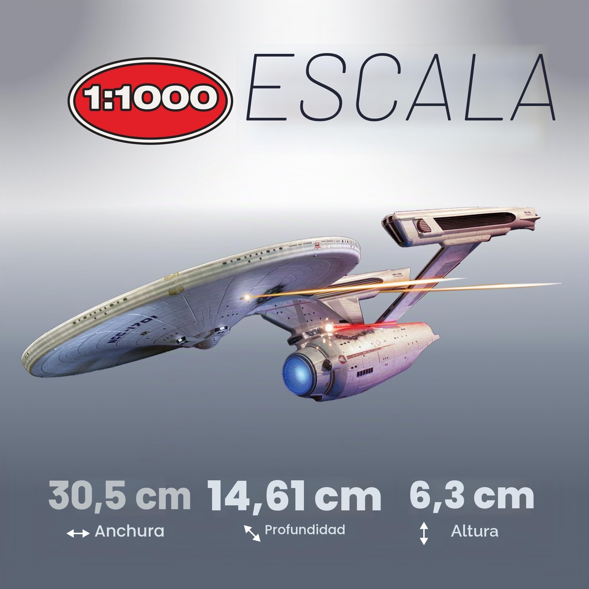 Polar Lights- Star Trek 1/1000 USS Enterprise Refit Wrath of Khan SnapIt 1:1000 EE.UU NCC-1701-Refit-Wrath Edition, Color Gris (Round 2,LLC POL974)