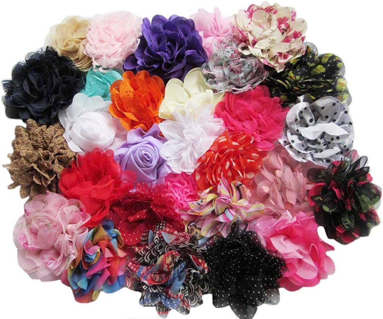 YYCRAFT 15pcs Purple/Lavender Chiffon Lace Hair Flower for Girls Headband Baby Flowers Bows,Crafts,Party Decoration(2"-4.5")