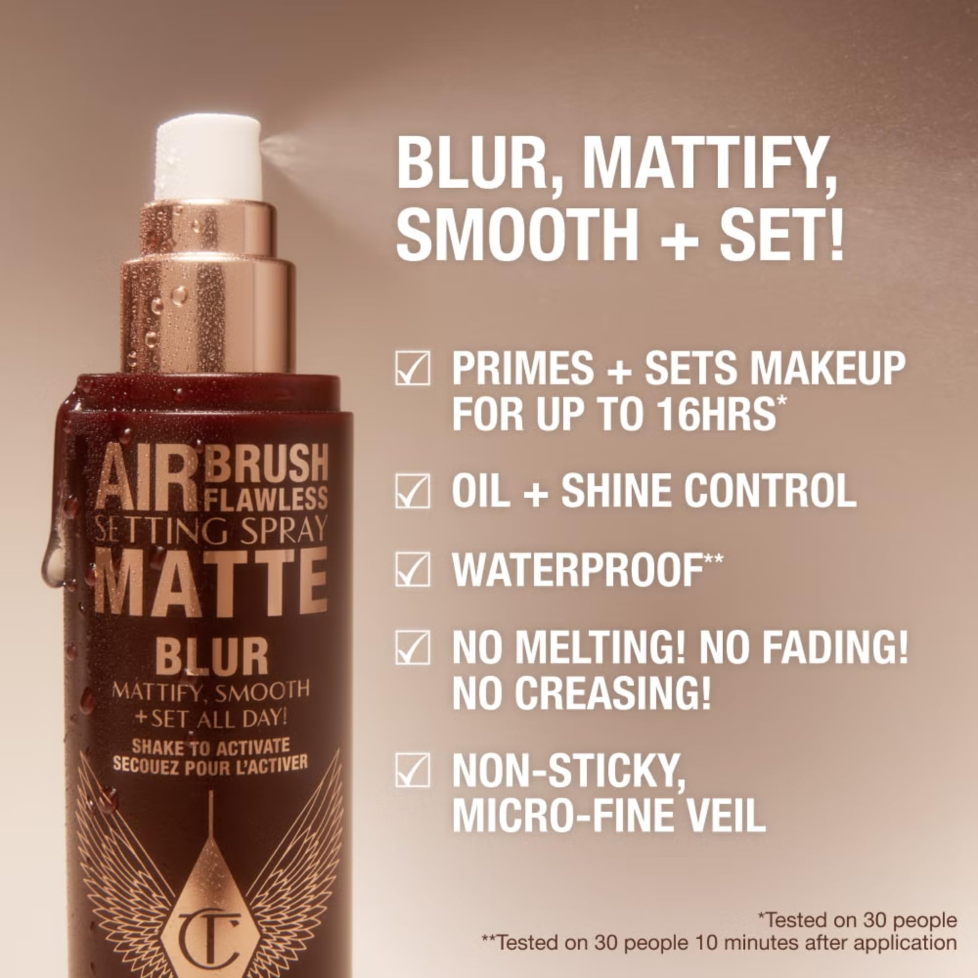 Charlotte Tilbury Aérographe en spray mat effet blur-mat, finition de maquillage longue durée
