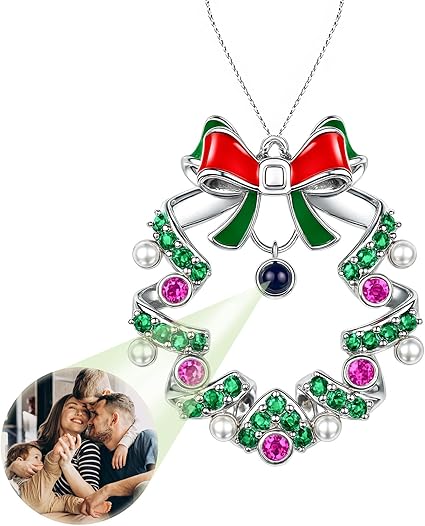 Personalized Christmas Wreath Ornament 2025, Custom Memorial Ornament with Picture Inside, Christmas Tree Hanging Decoration Gifts for Family, Custom Hanging Projection Pendant 2025