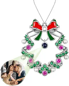 Personalized Christmas Wreath Ornament 2025, Custom Memorial Ornament with Picture Inside, Christmas Tree Hanging Decoration Gifts for Family, Custom Hanging Projection Pendant 2025