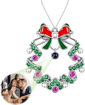 Personalized Christmas Wreath Ornament 2025, Custom Memorial Ornament with Picture Inside, Christmas Tree Hanging Decoration Gifts for Family, Custom Hanging Projection Pendant 2025