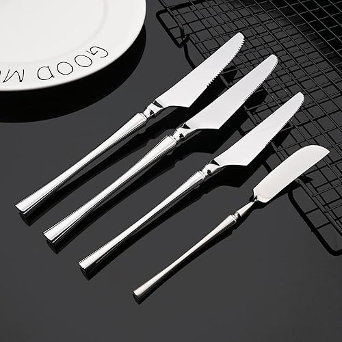 Miniatura 4 de JASHII Cuchillo de mantequilla de acero inoxidable 304, juego de 4, esparcidor de mantequilla, para untar, queso y condimentos, pulido con espejo,