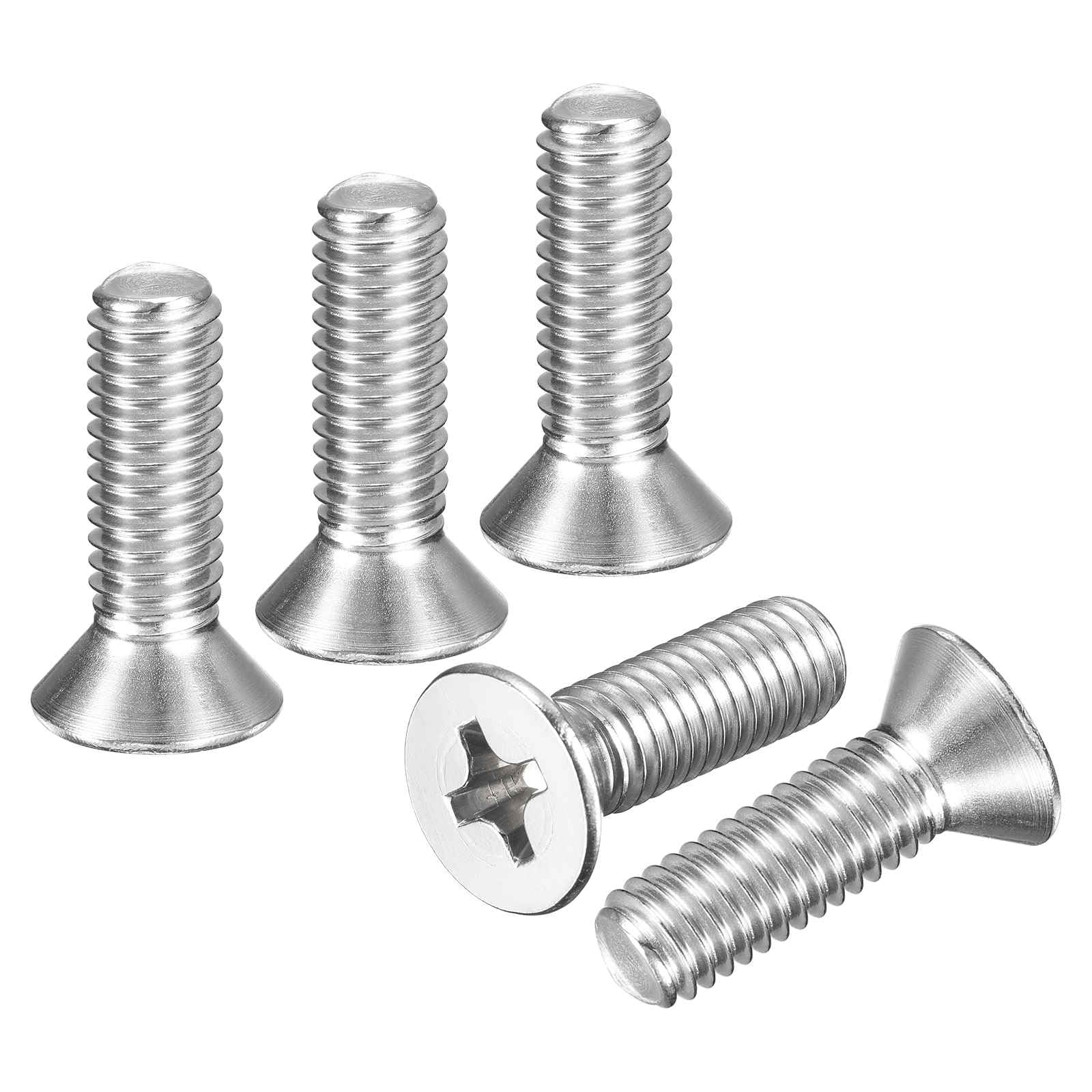DTGN 3/8"-16x1-1/4" Phillips Countersunk Bolts 304 Silver 6pcs — image 1
