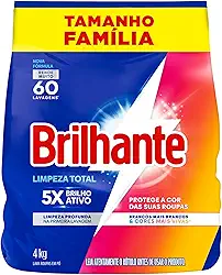 Brilhante Lava-Roupas Em Pó Roupas Brancas E Coloridas Limpeza Total Pacote Tamanho Família 4 Kg (Pacote De 1)
