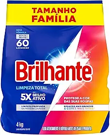 Brilhante Lava-Roupas Em Pó Roupas Brancas E Coloridas Limpeza Total Pacote Tamanho Família 4 Kg (Pacote De 1)