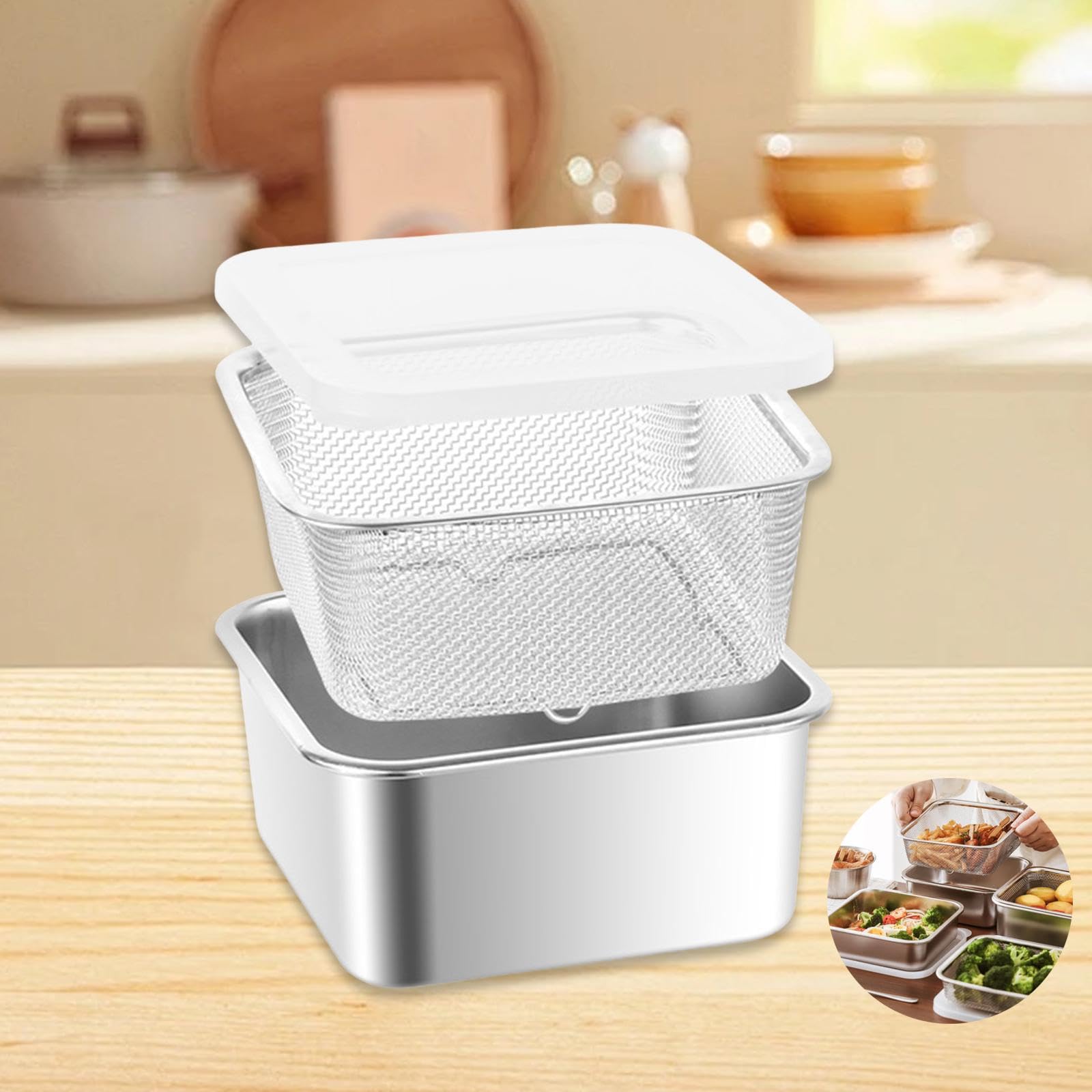 Küchensiebschüssel, Edelstahl-Nudelsieb, Siebschüssel mit verstärktem Rahmen, Rührschüsseln, Küchensieb-Abtropfhilfe zum Abtropfen von Nudeln, Waschen von Gemüse, Obst und Reis, 2500 ML