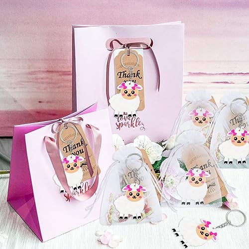 Miniatura 4 de Paquete de 40 llaveros de cordero, recuerdo de fiesta para amantes del cordero, regalo de regreso de invitados, fiesta temática de animales de